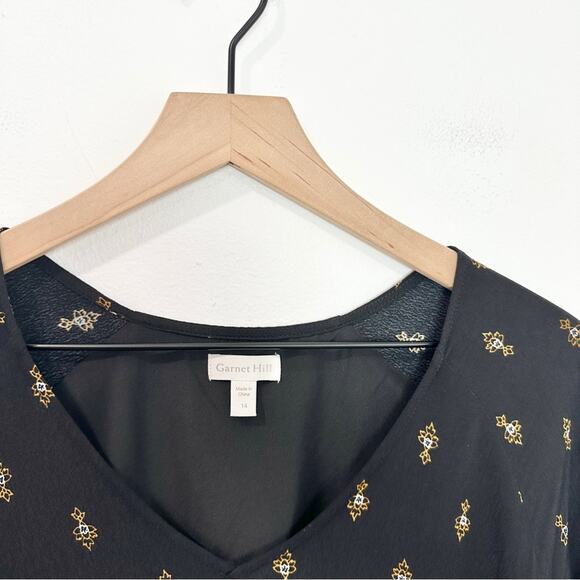 Garnet Hill Women's Gray Easy Bohemian Pocket Dress 3/4 Sleeve V-Neck size 14 - Picture 6 of 8